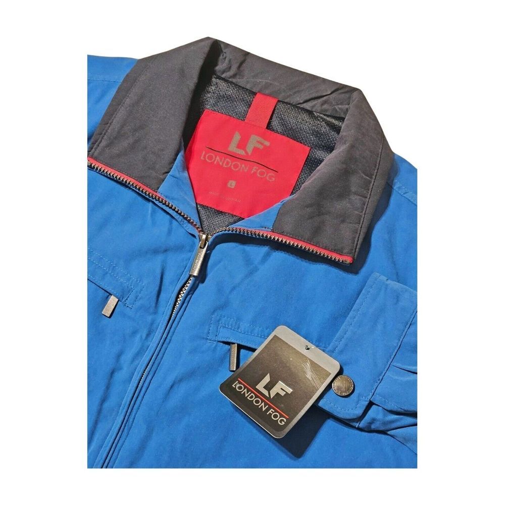 NEW!‎ London Fog Jacket L47405 Full Zip Capri Blue Windbreaker Men's L NWT